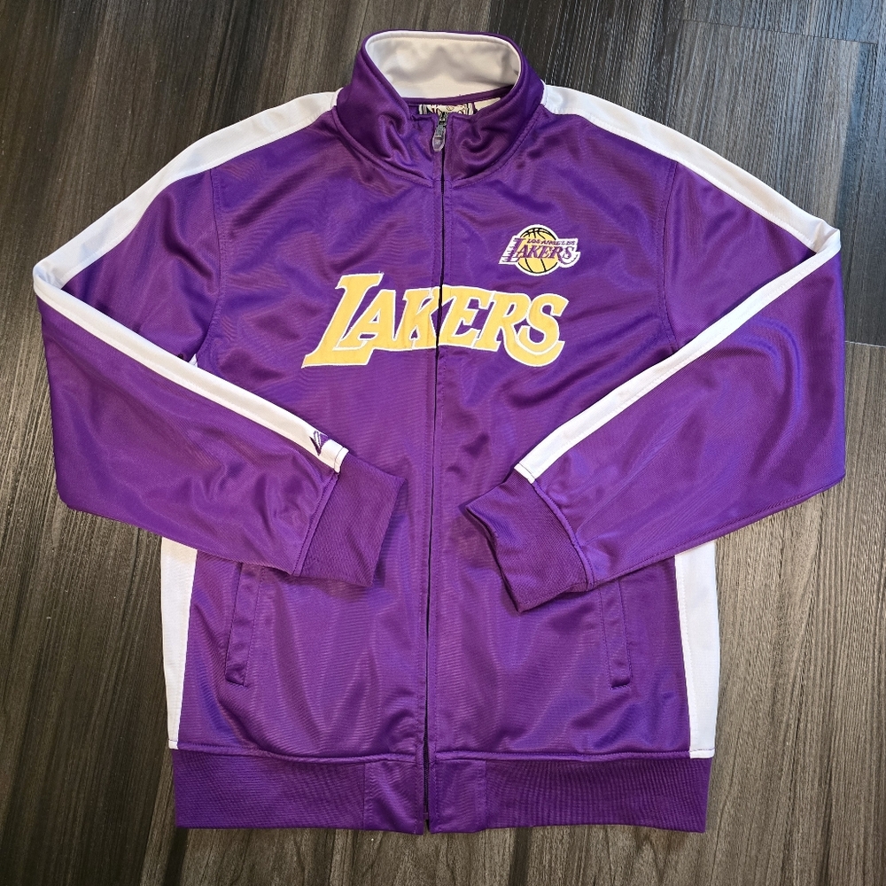 VINTAGE MAJESTIC/ HARDWOOD CLASSICS Los Angeles Lakers Track Jacket, Purple, XL